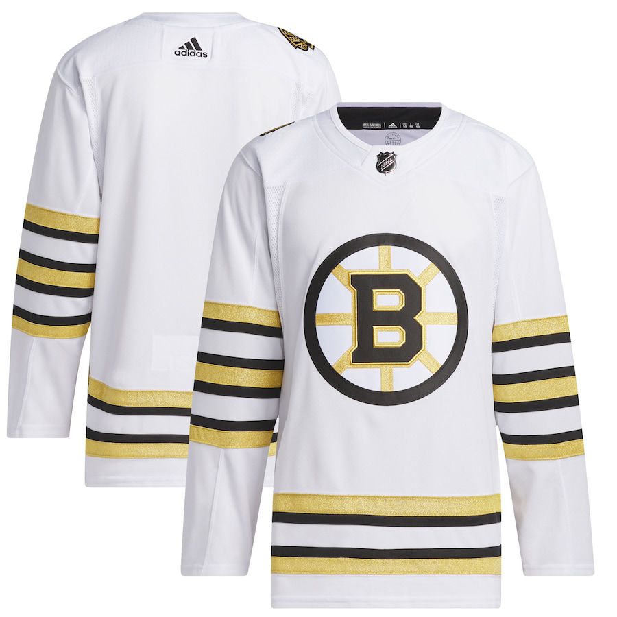 Men Boston Bruins adidas White 100th Anniversary Primegreen Authentic NHL Jersey->->NHL Jersey